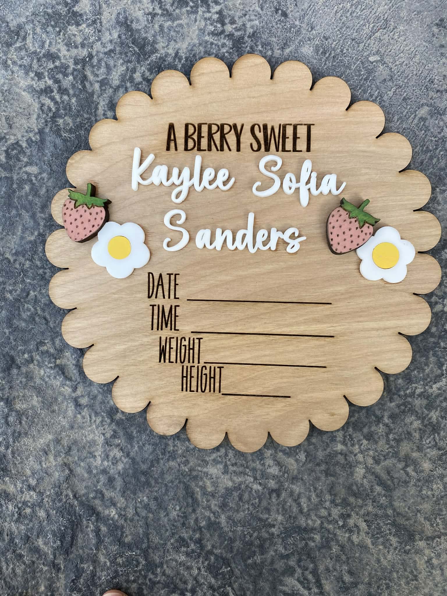 Flowers and Strawberries Birth Announcement/Crib Sign